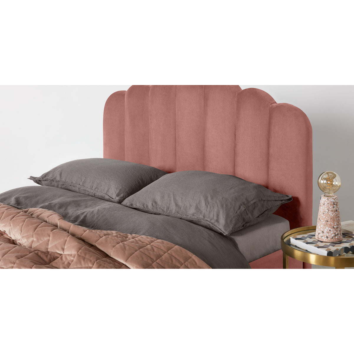 Delia King Size Bed Ottoman Storage, Blush Pink Velvet – image 4