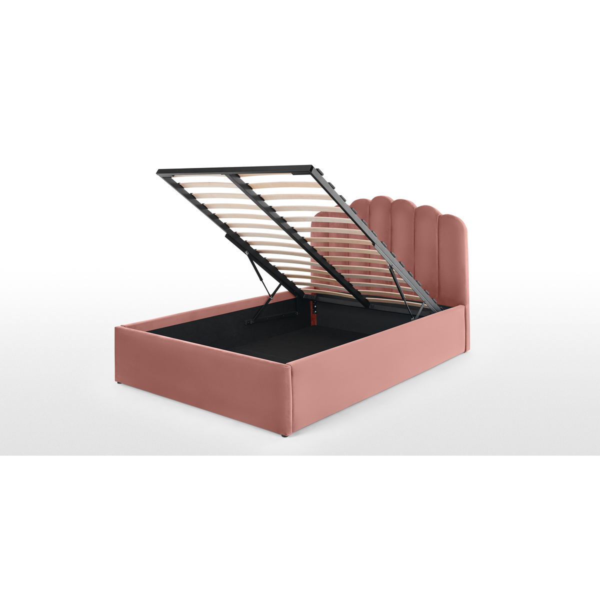 Delia King Size Bed Ottoman Storage, Blush Pink Velvet – image 7