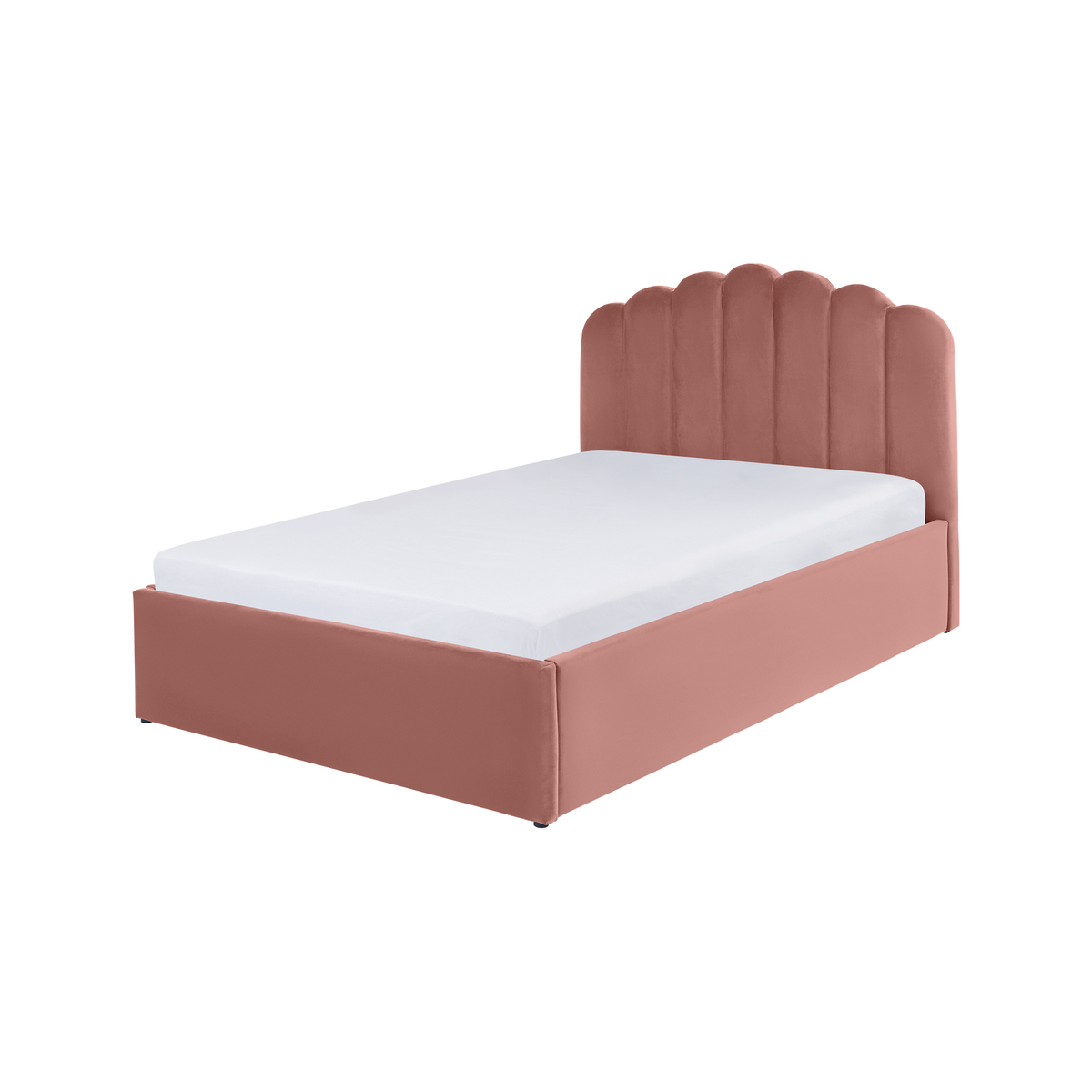 Delia King Size Bed Ottoman Storage, Blush Pink Velvet – image 1