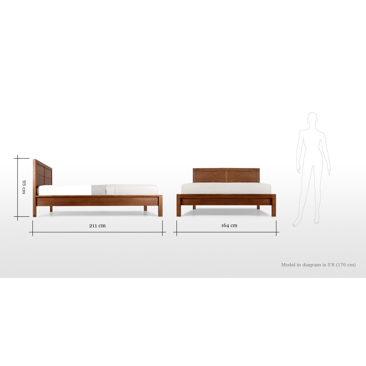 Ledger 150cm x 200cm UK King Bed, Dark Stain Ash – image 9