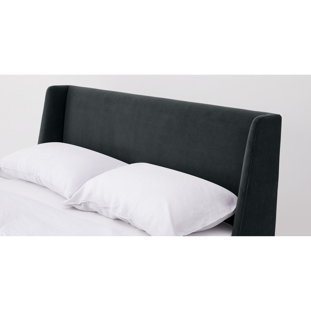 Elona King Size Bed, Midnight Grey Velvet & Copper Legs – image 4