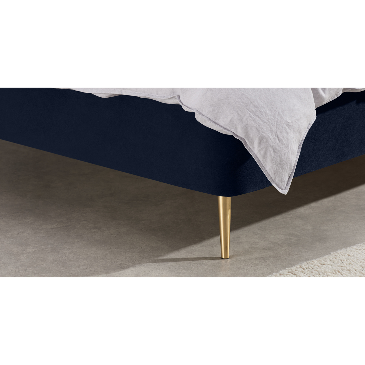 Trudy Double Bed, Royal Blue Velvet & Brass Legs – image 5
