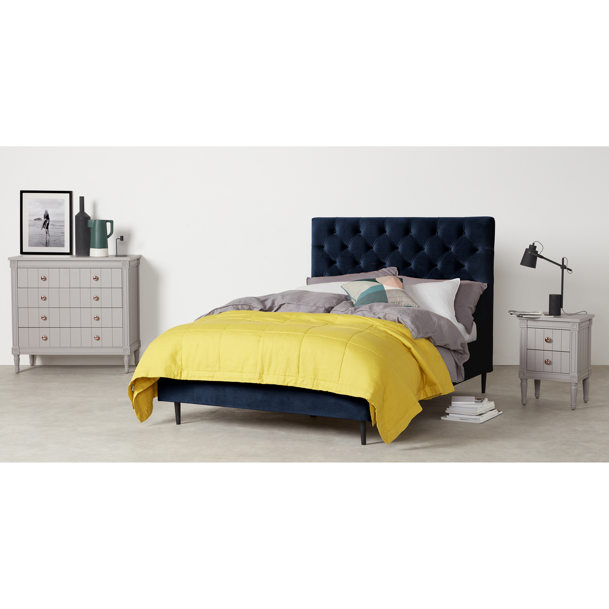 Skye King Size Bed, Royal Blue Velvet – image 2