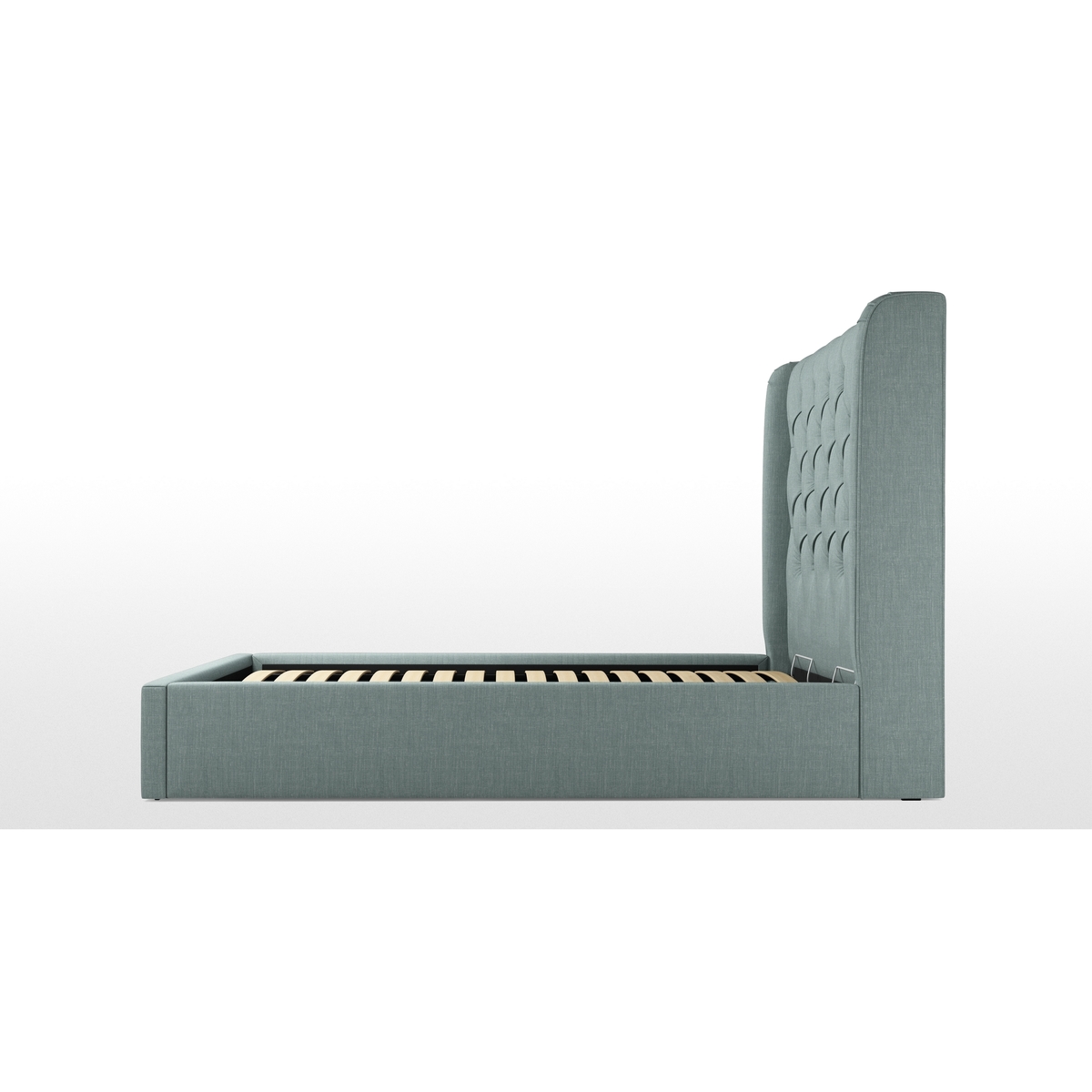 Custom MADE Romare Double size Bed with Ottoman, Sea Green Cotton – image 7