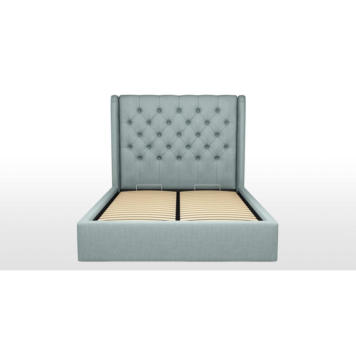 Custom MADE Romare Double size Bed with Ottoman, Sea Green Cotton – image 8