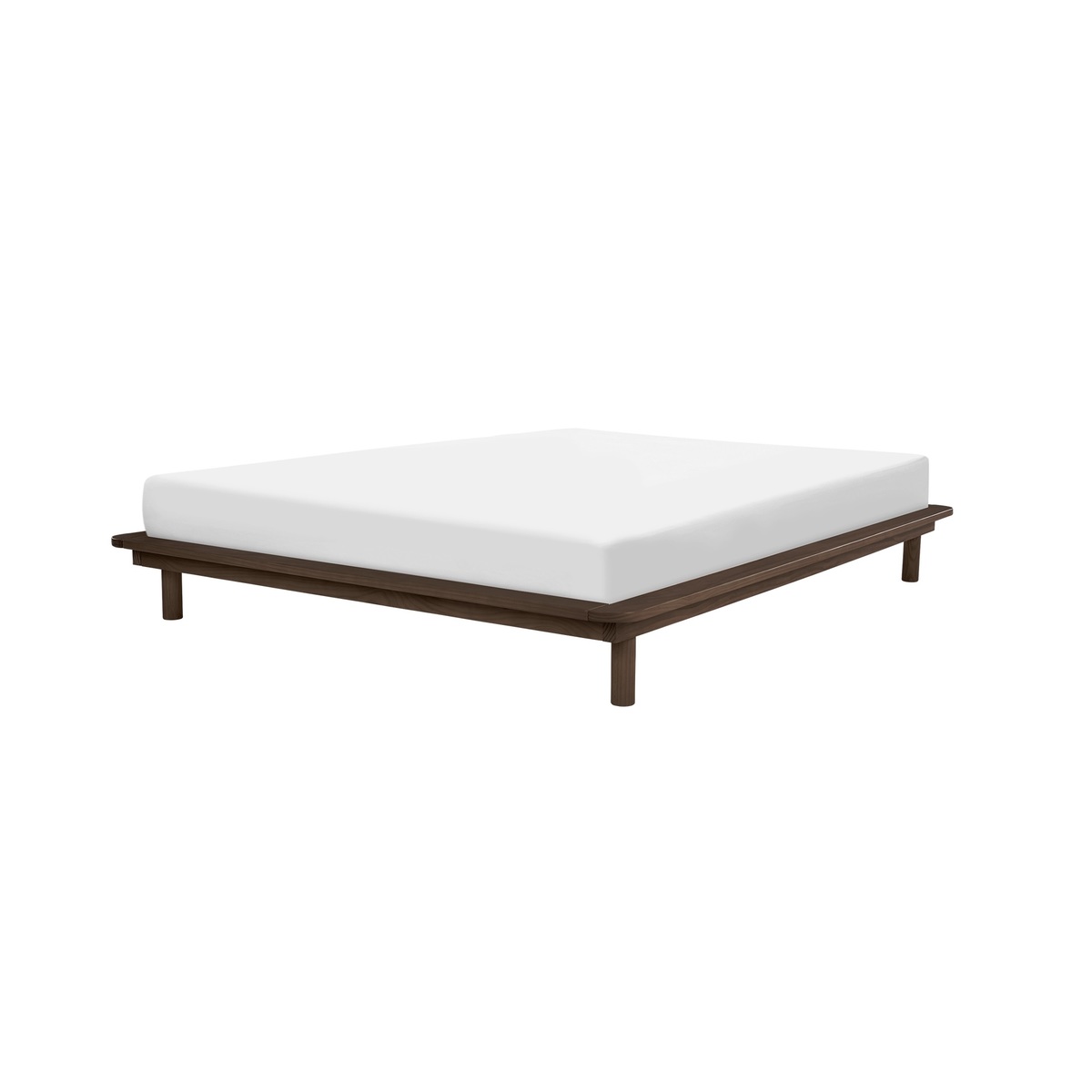 Kano Double Platform Bed, Walnut Stain Pine – image 1