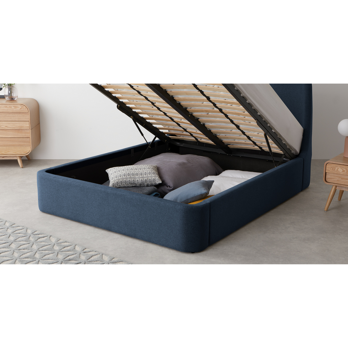 Hayllar King Size Bed with Ottoman Storage, Aegean Blue – image 7