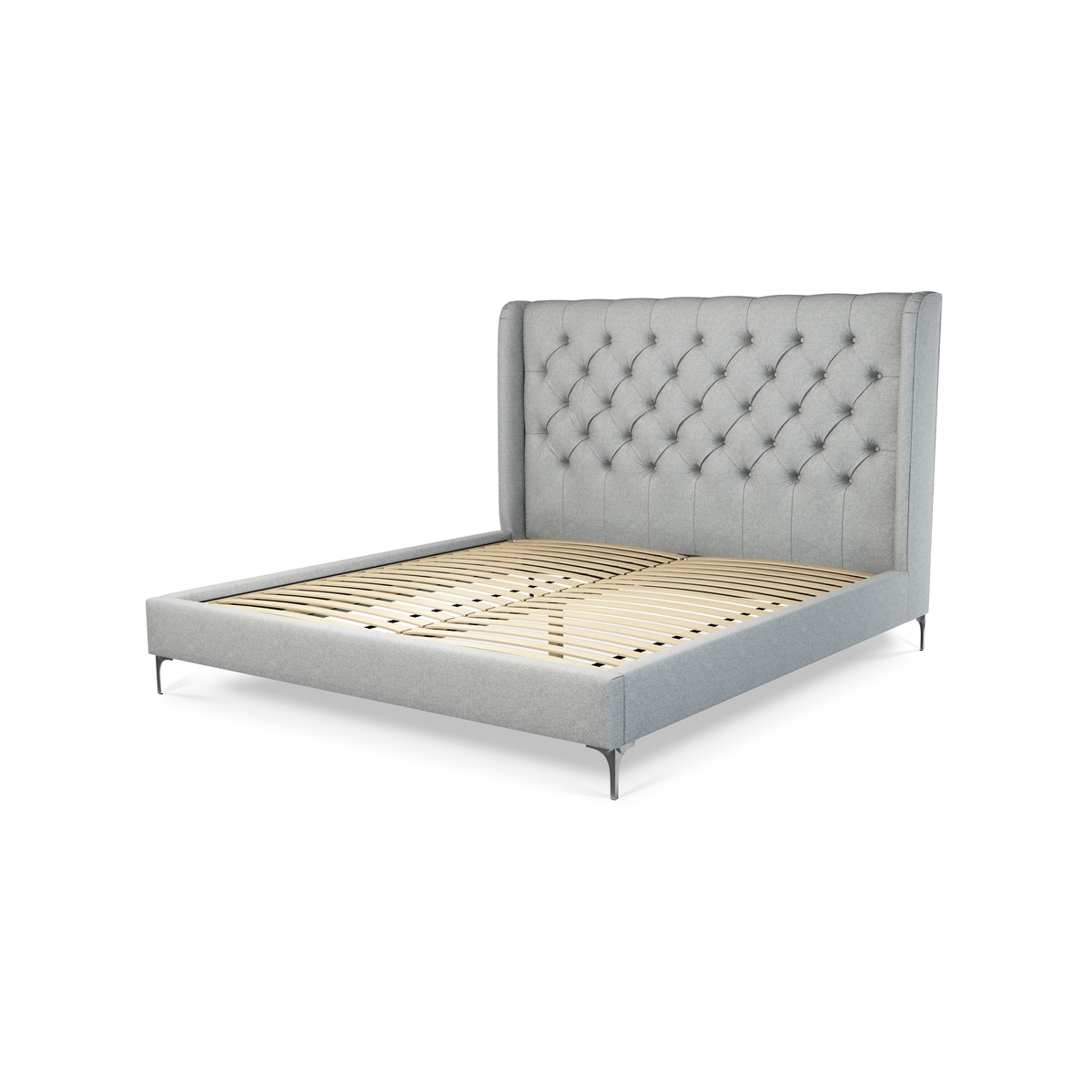 Custom MADE Romare Super King Size Bed, Wolf Grey Wool with Nickel Legs – image 2