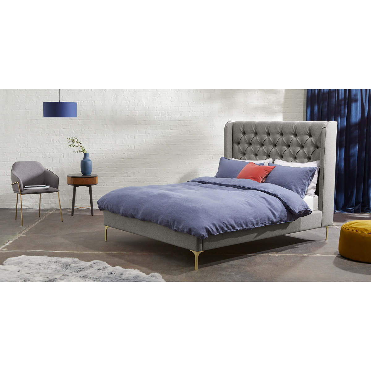 Custom MADE Romare Super King Size Bed, Wolf Grey Wool with Nickel Legs – image 3