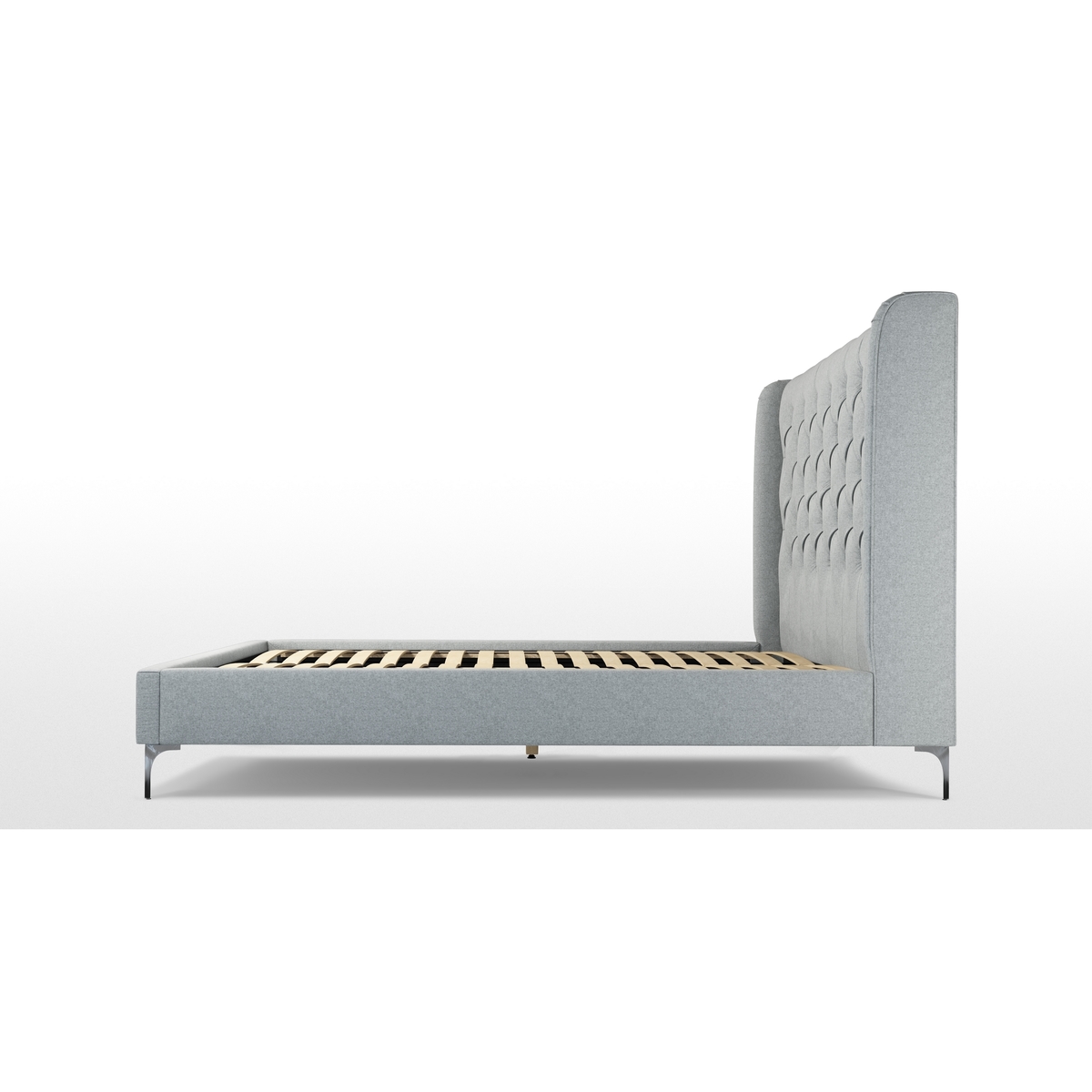 Custom MADE Romare Super King Size Bed, Wolf Grey Wool with Nickel Legs – image 7