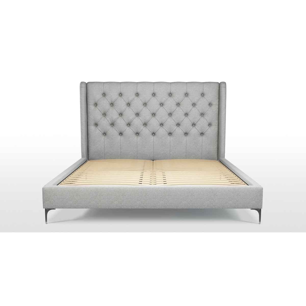 Custom MADE Romare Super King Size Bed, Wolf Grey Wool with Nickel Legs – image 8
