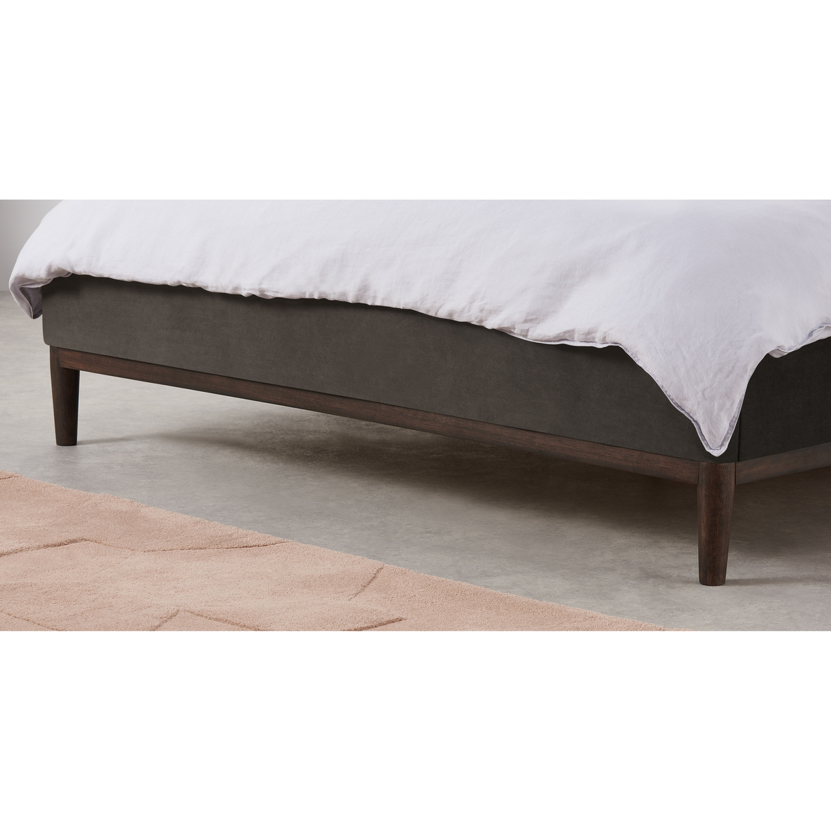 Lavelle King Size Bed, Otter Velvet & Walnut Stain Legs – image 5