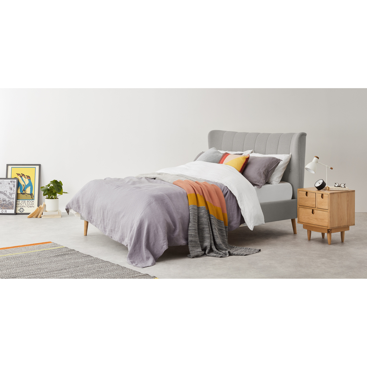 Charley Double Bed, Hail Grey & Oak Stain Legs – image 3