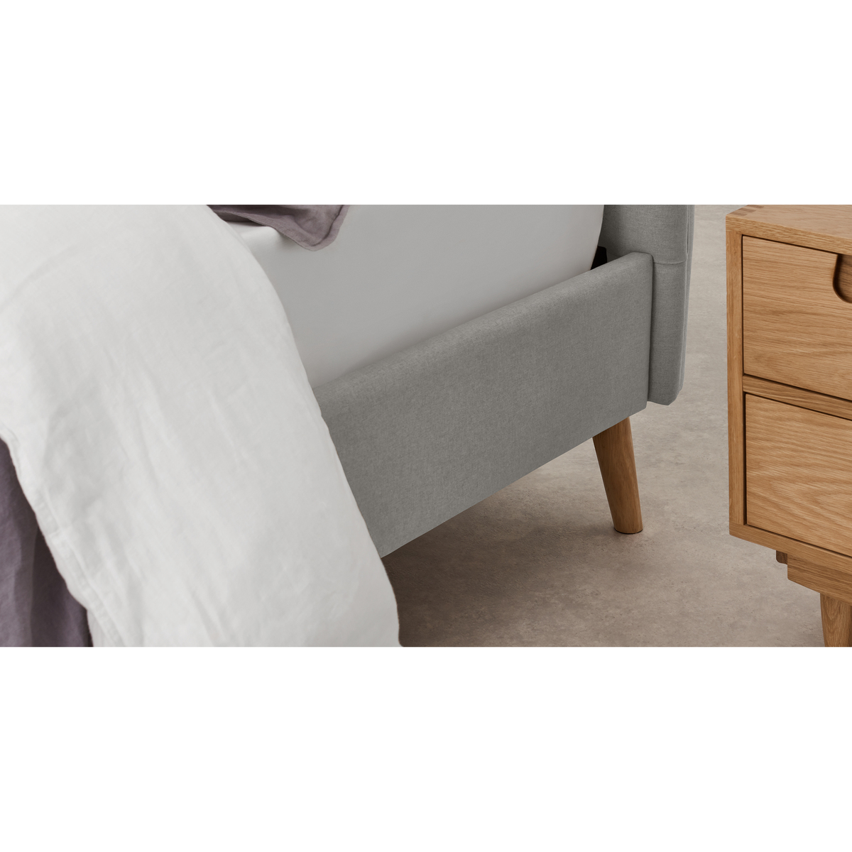 Charley Double Bed, Hail Grey & Oak Stain Legs – image 4