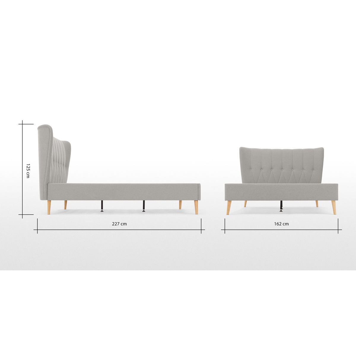 Charley Double Bed, Hail Grey & Oak Stain Legs – image 8