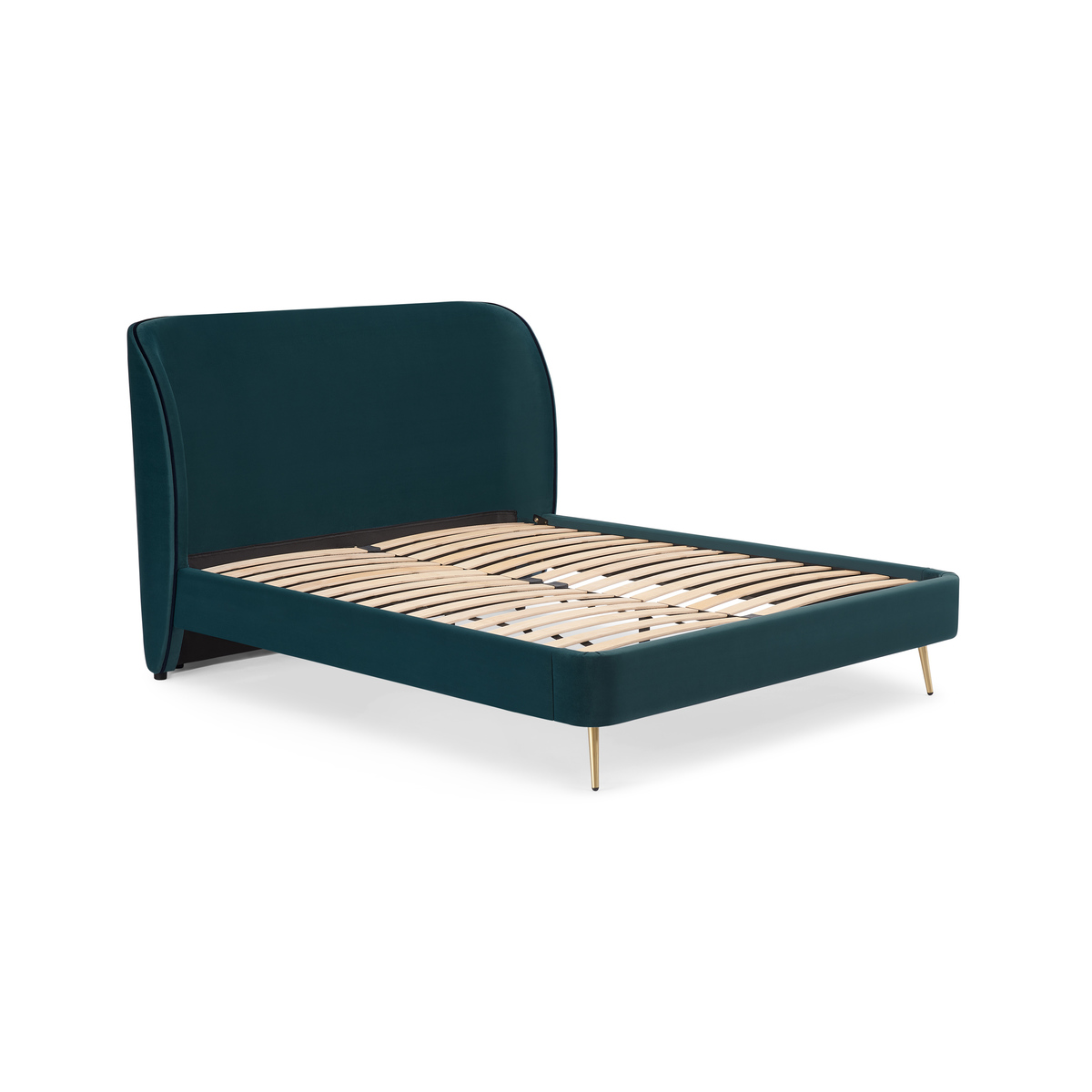 Veeno King Size Bed, Steel Blue Velvet – image 2