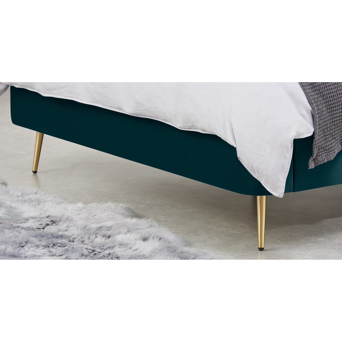 Veeno King Size Bed, Steel Blue Velvet – image 5