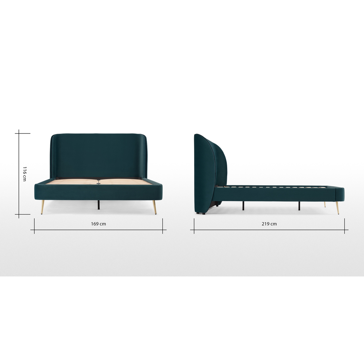 Veeno King Size Bed, Steel Blue Velvet – image 7