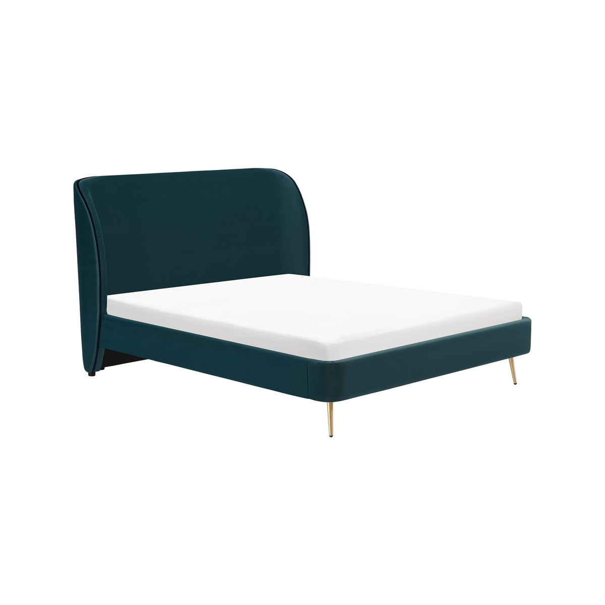 Veeno King Size Bed, Steel Blue Velvet – image 1