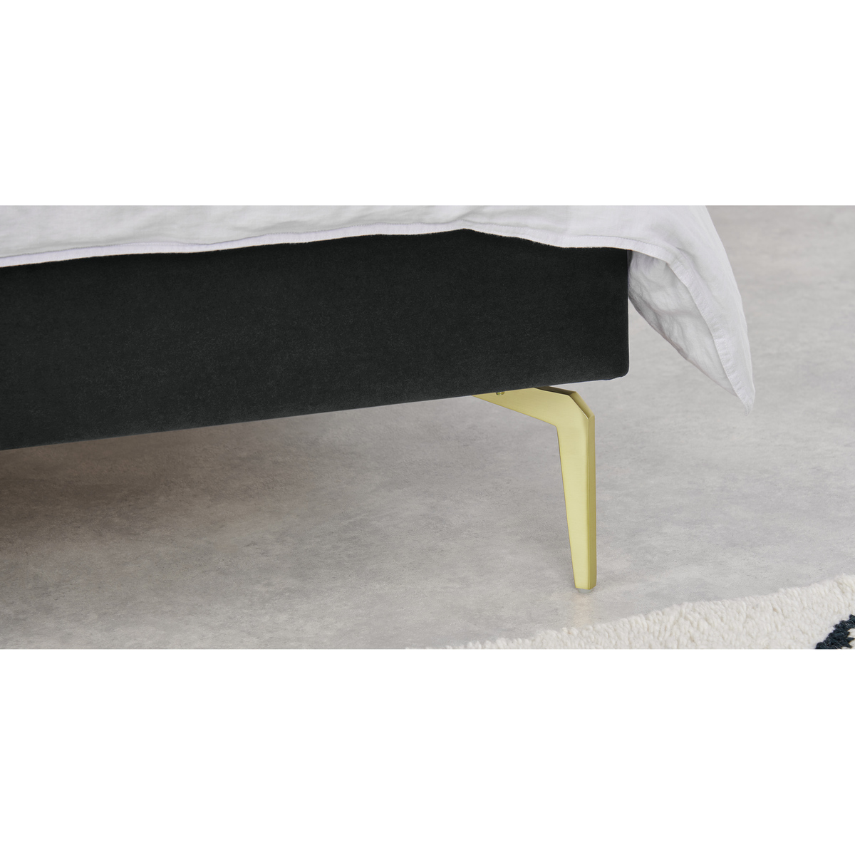 Kida Super King Size Bed, Midnight Grey Velvet & Brass Legs – image 4