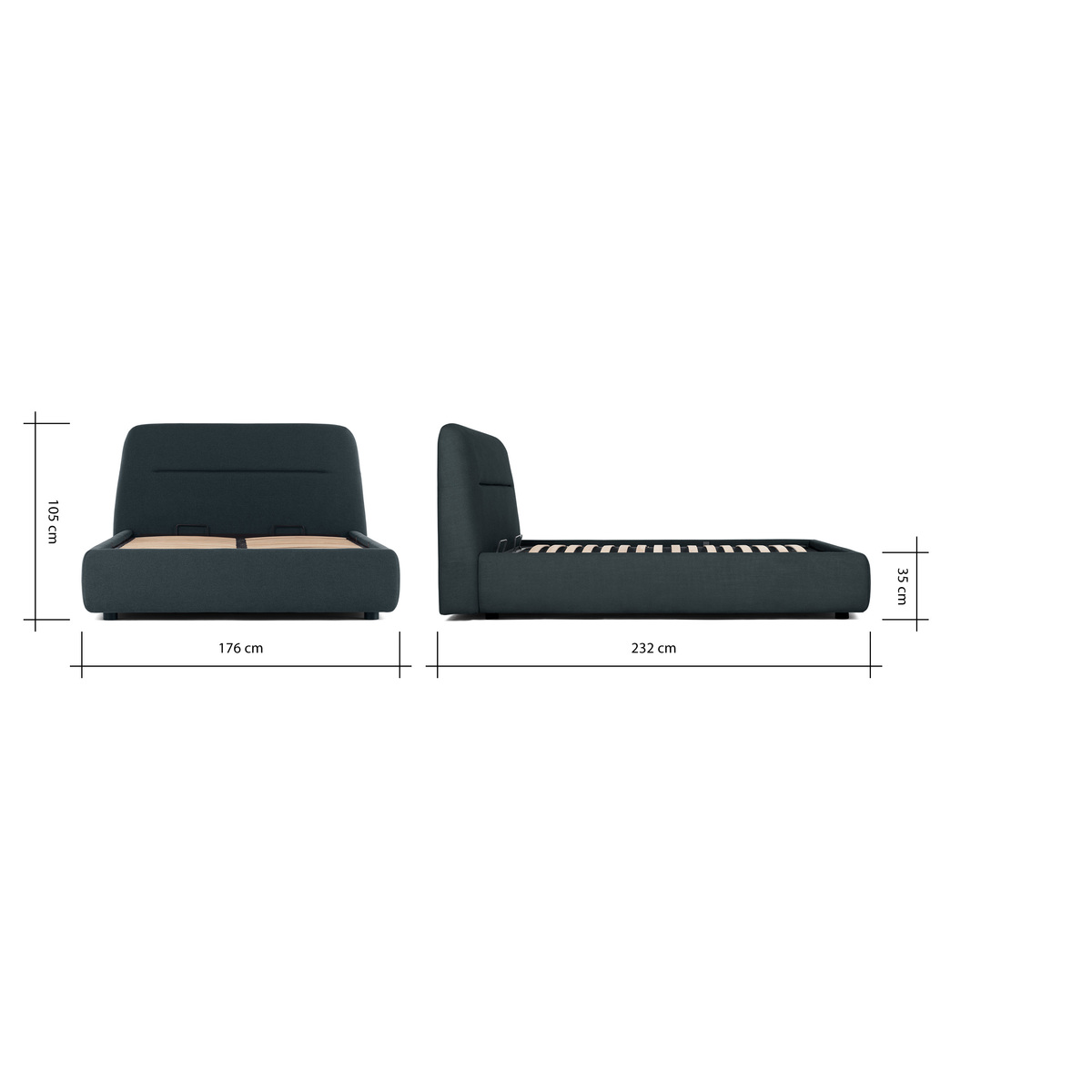 Fosse King Size Ottoman Storage Bed, Aegean Blue – image 9