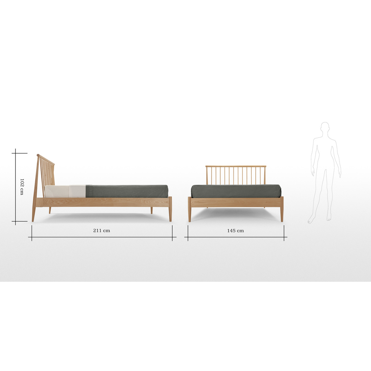 Penn Double Bed, Oak – image 9
