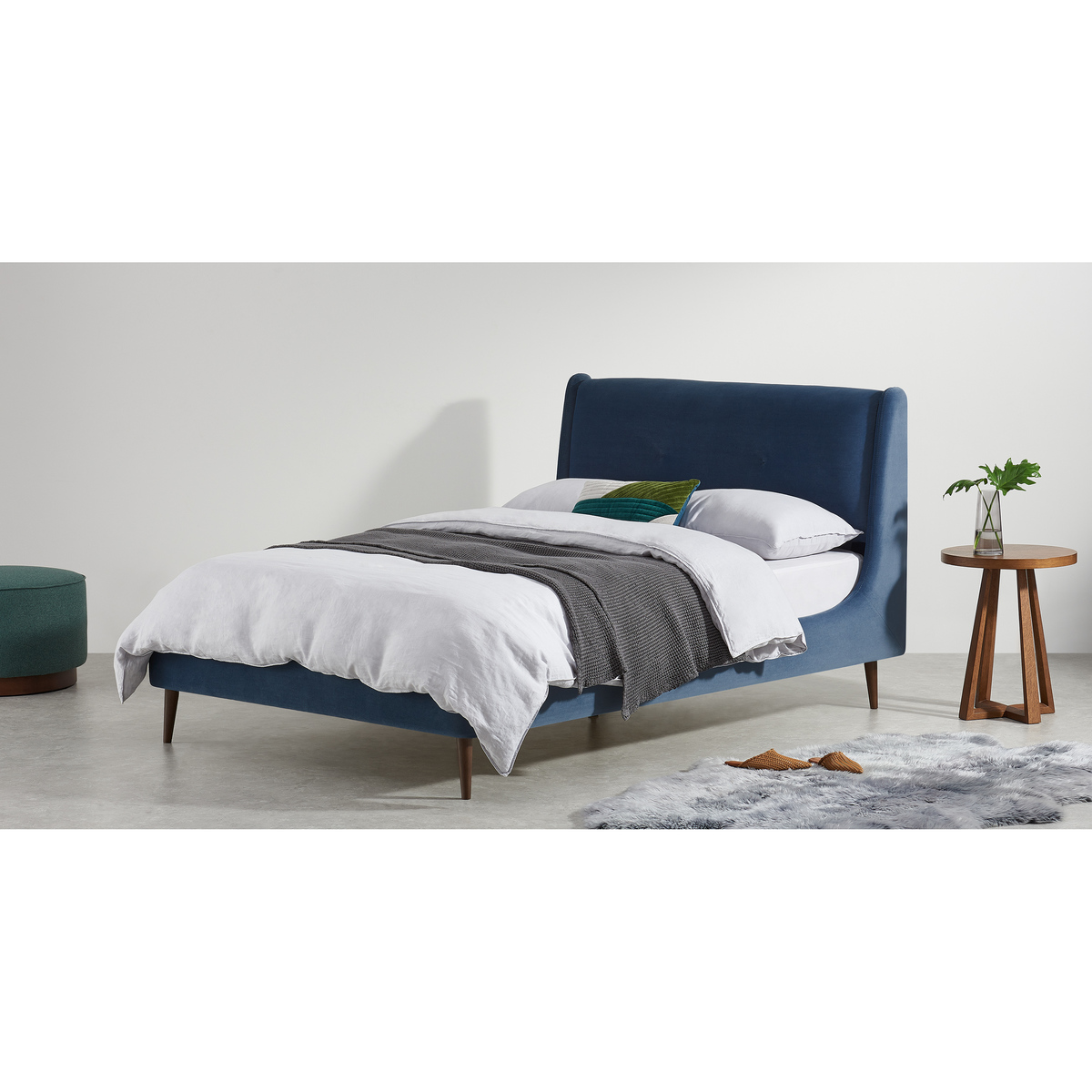 Raffety King Size Bed, Dawn Blue Velvet – image 3
