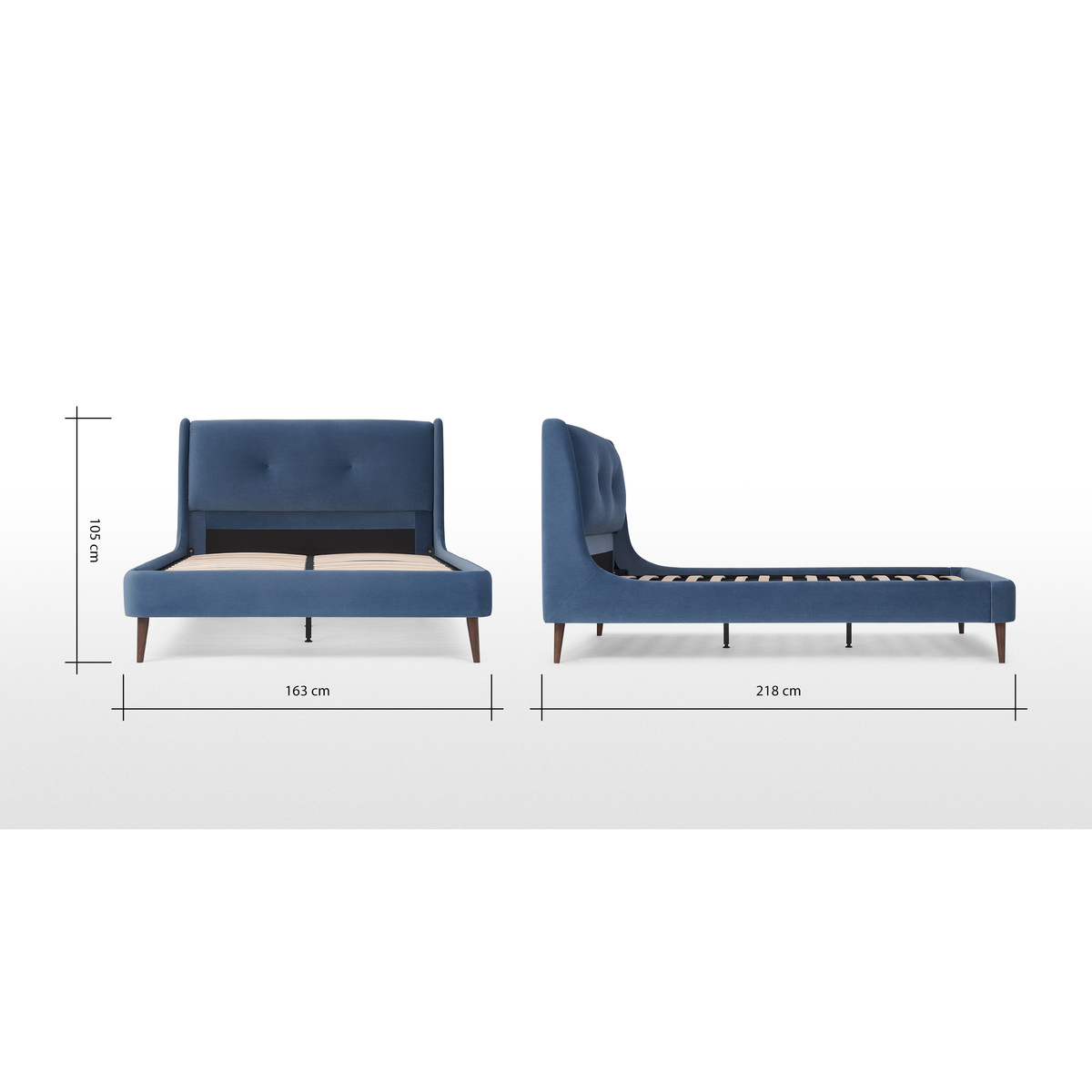 Raffety King Size Bed, Dawn Blue Velvet – image 8