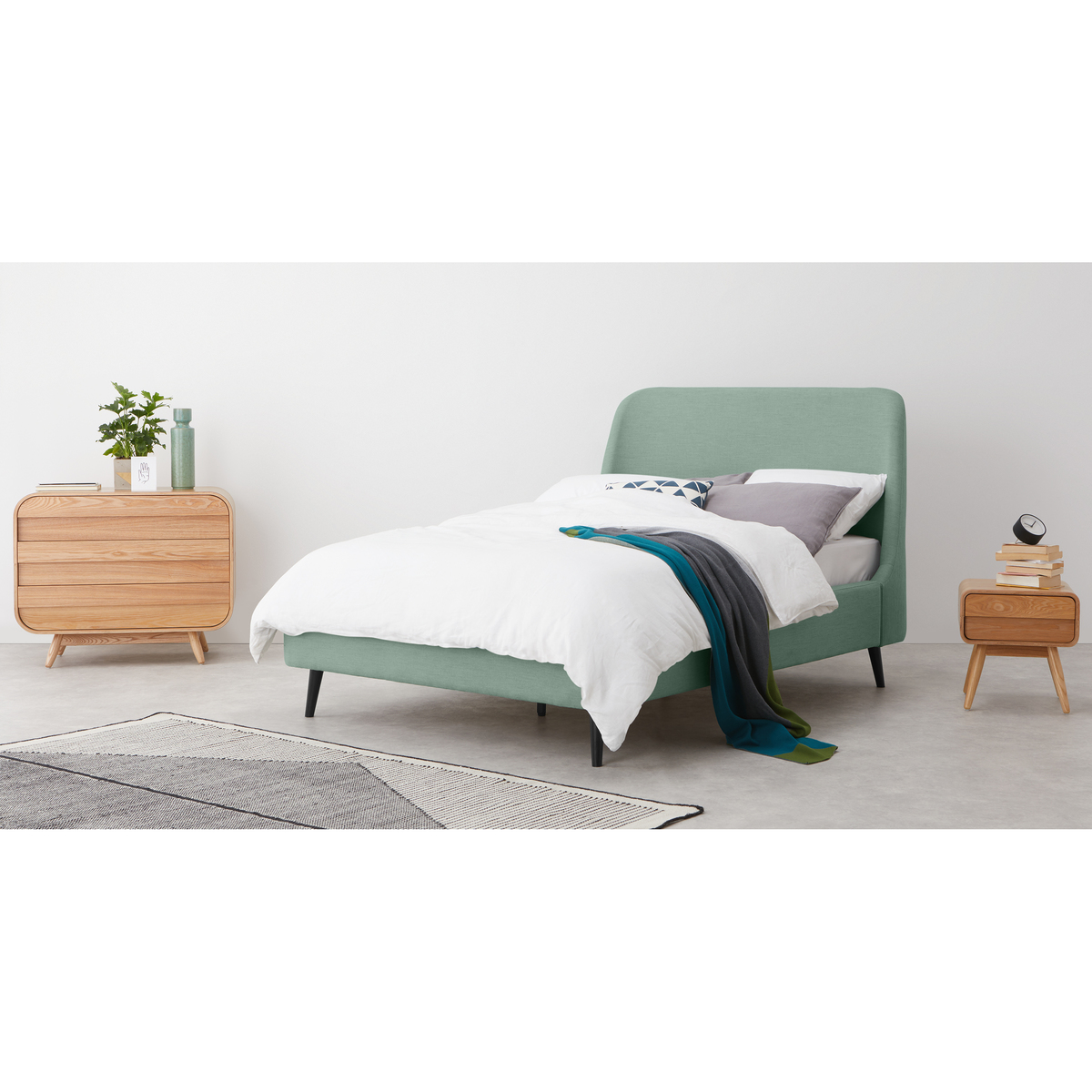 Hayllar King Size Bed, Mint Green Weave – image 3