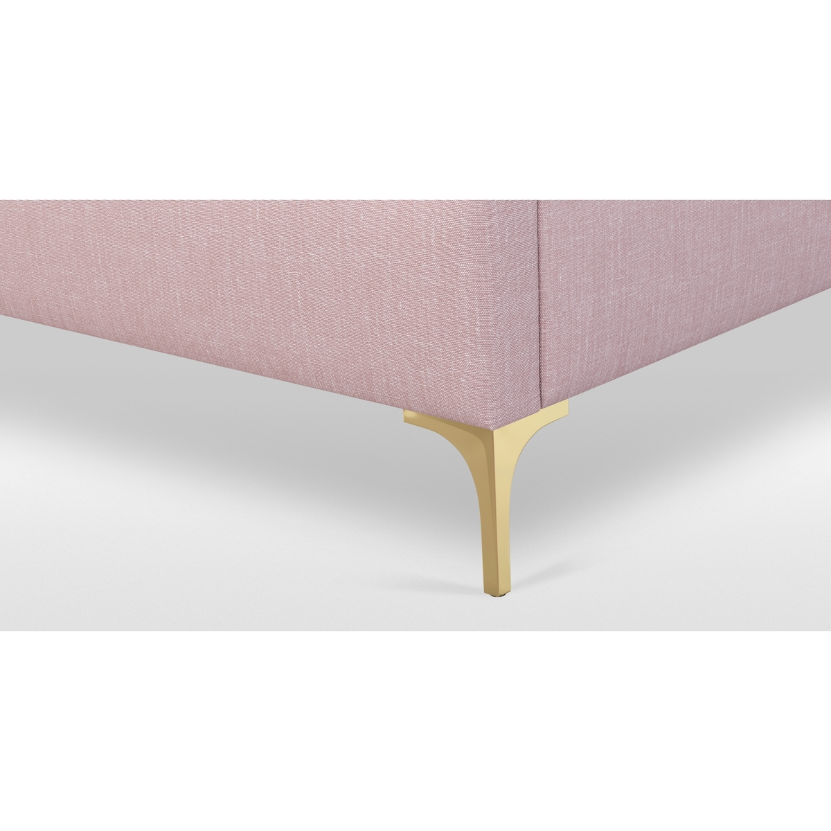 Custom MADE Romare Double size Bed, Tea Rose Pink Cotton with Brass Legs – image 5