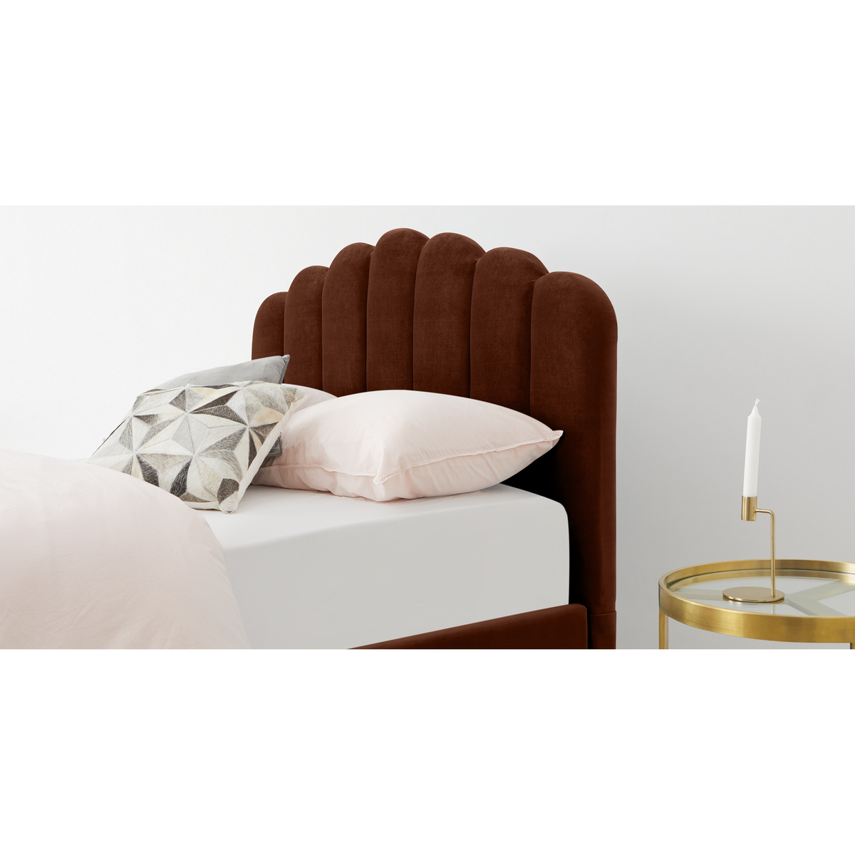Delia King Size Bed, Warm Caramel Velvet – image 4