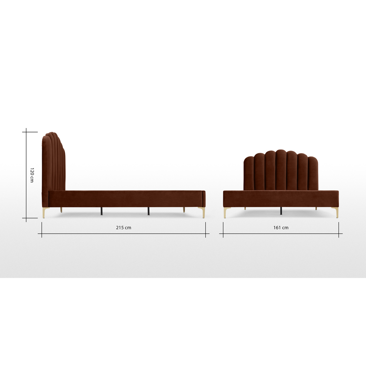 Delia King Size Bed, Warm Caramel Velvet – image 8