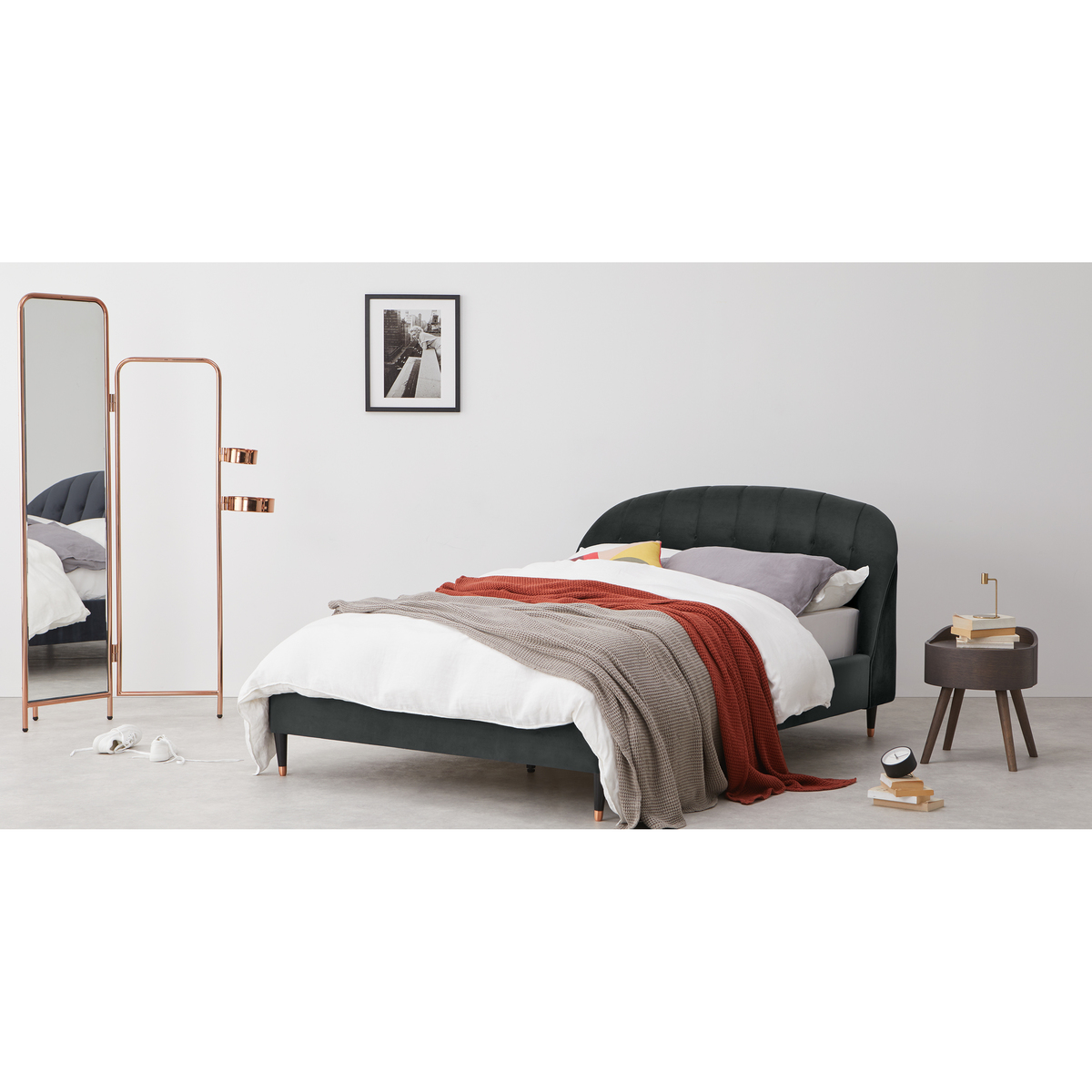 Margot Double Bed, Midnight Grey Velvet – image 3