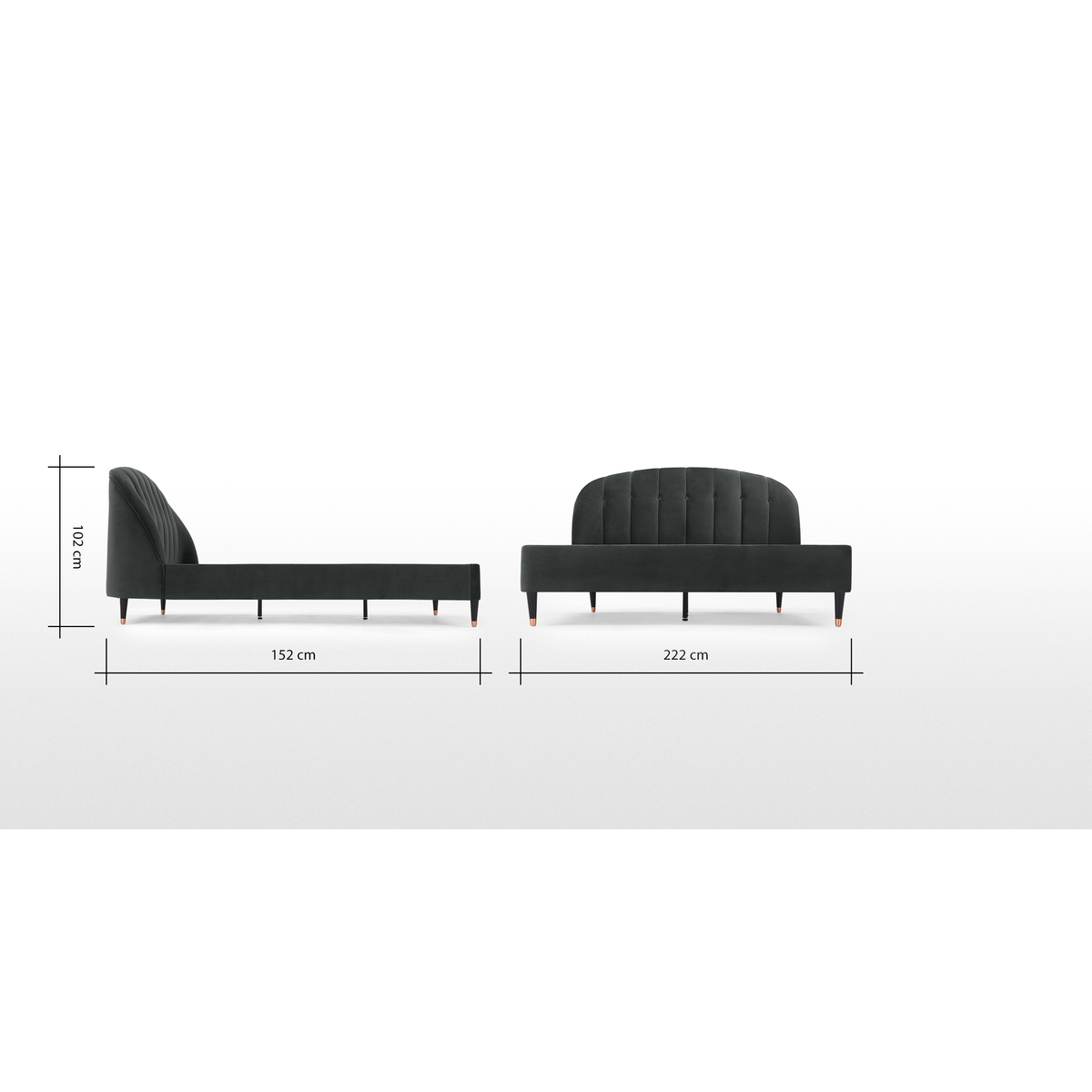 Margot Double Bed, Midnight Grey Velvet – image 7