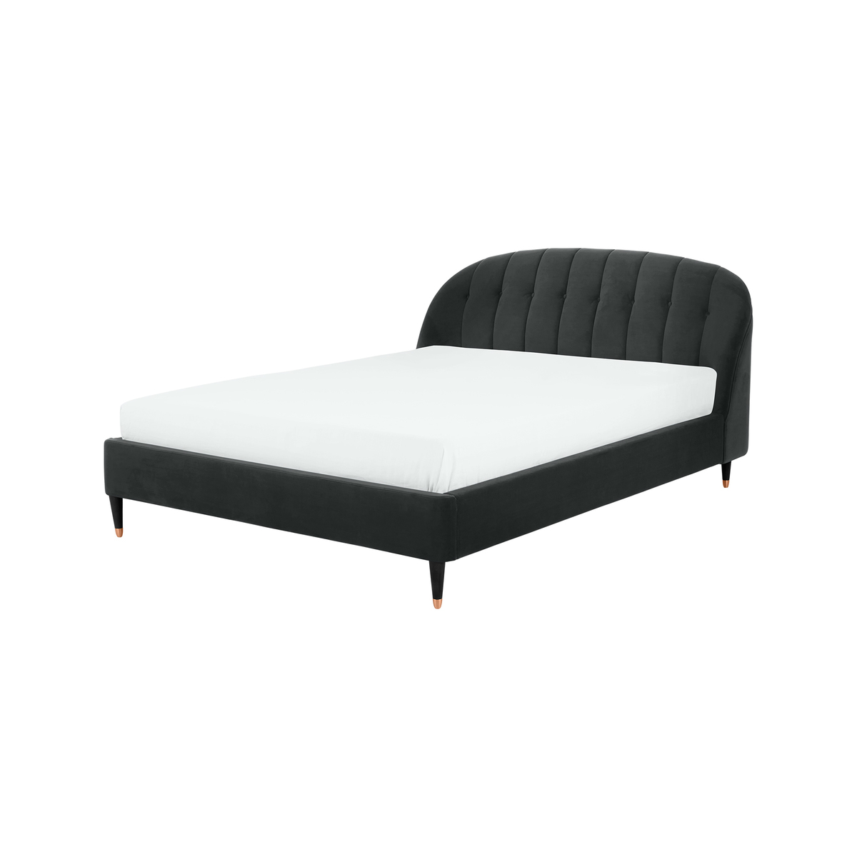 Margot Double Bed, Midnight Grey Velvet – image 1