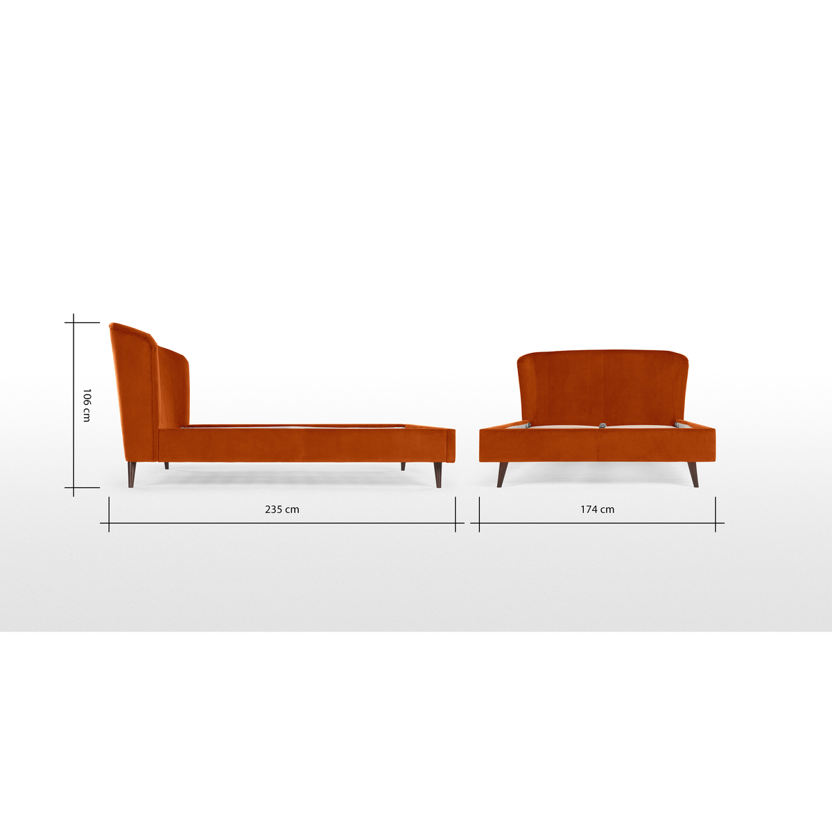 Lulu Kingsize Bed, Paprika Orange Velvet – image 8