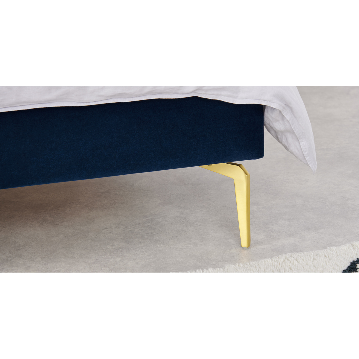Kida Double Bed, Royal Blue Velvet & Brass Legs – image 4