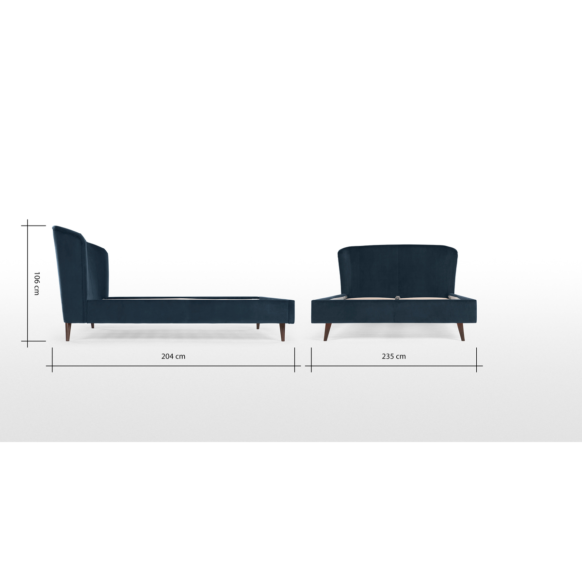 Lulu Super Kingsize Bed, Indigo Blue Velvet – image 8