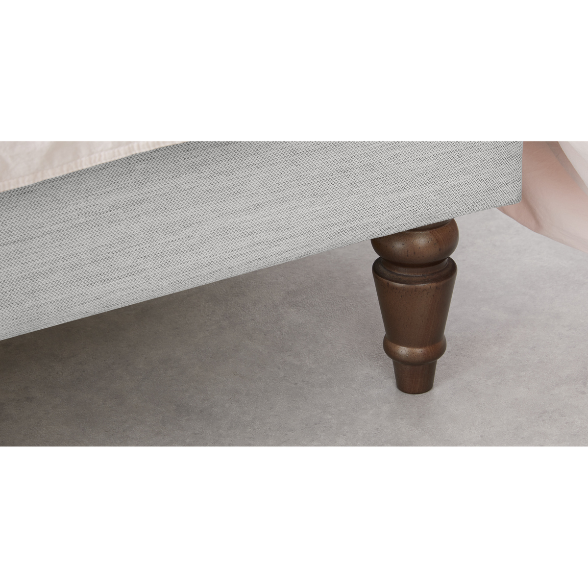 Linnell Double Bed, Snow Grey Weave & Walnut Legs – image 4