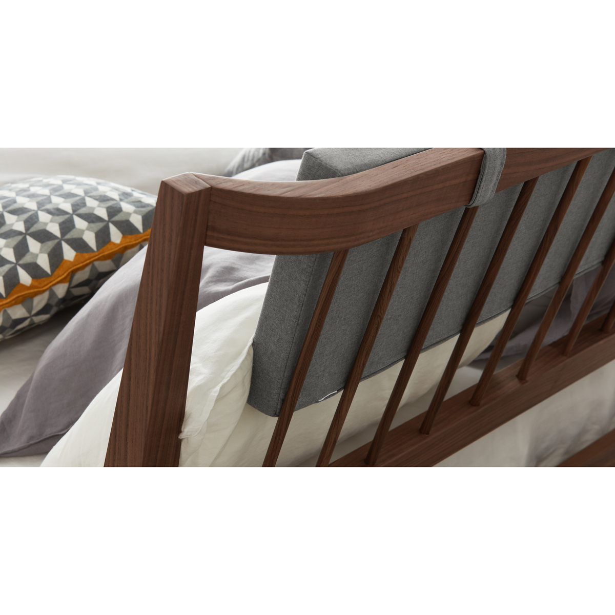 Mara Double Bed, Walnut and Grey – image 6