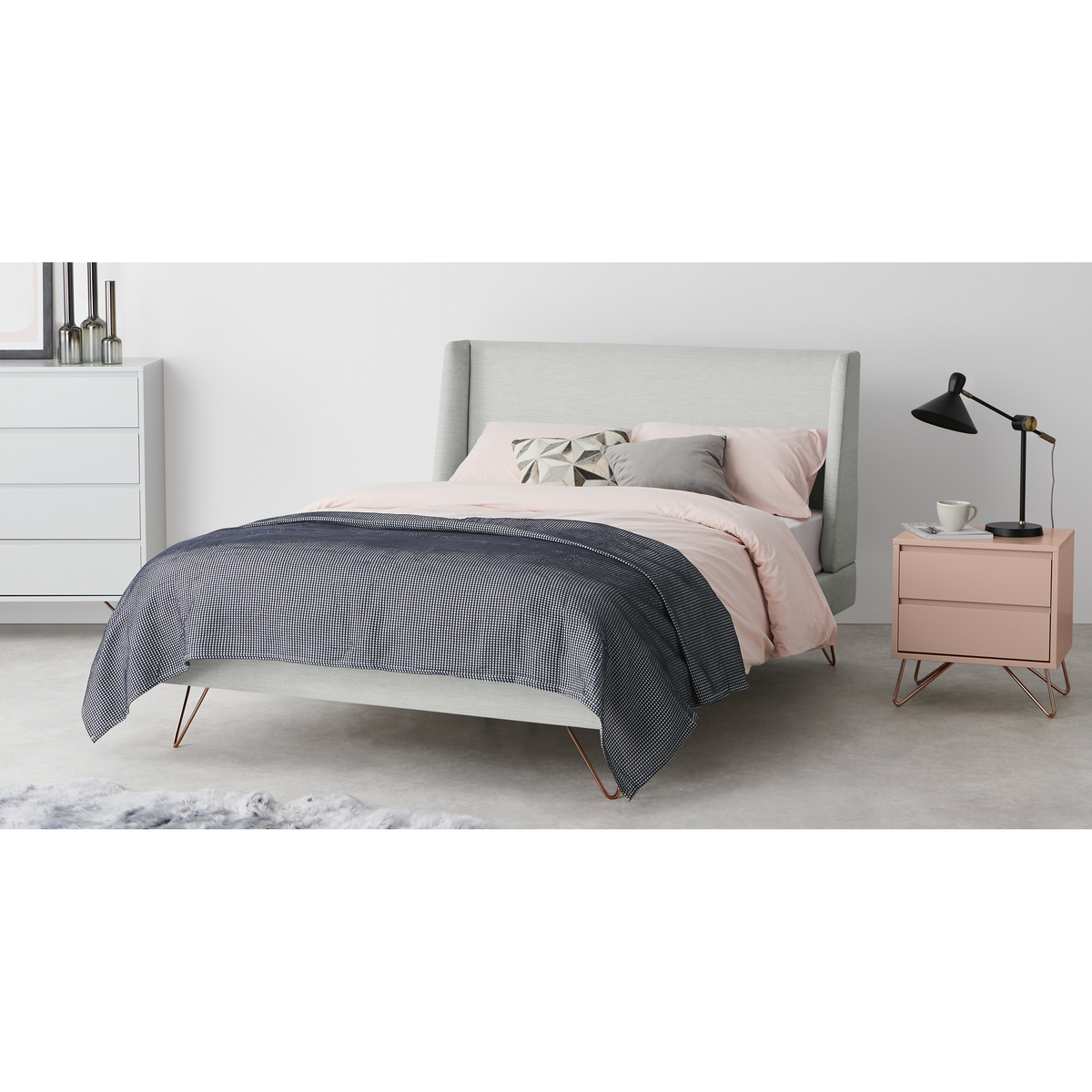 Elona Double Bed, Snow Grey Weave – image 3