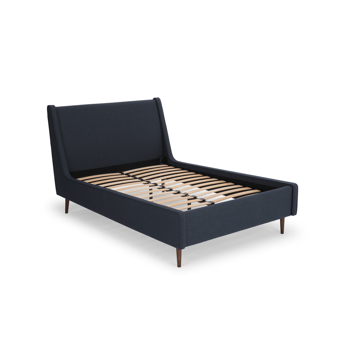 Higgs Double Bed, Shetland Navy Wool & Walnut Stain Legs – image 2