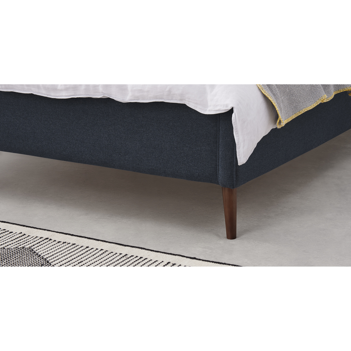 Higgs Double Bed, Shetland Navy Wool & Walnut Stain Legs – image 4