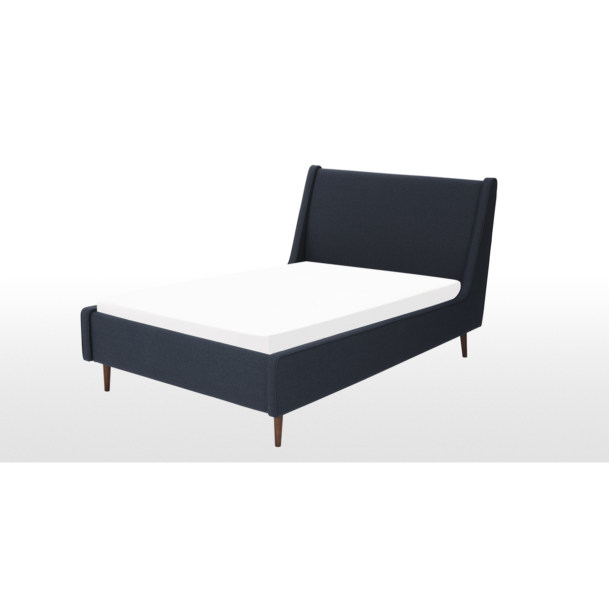 Higgs Double Bed, Shetland Navy Wool & Walnut Stain Legs – image 5