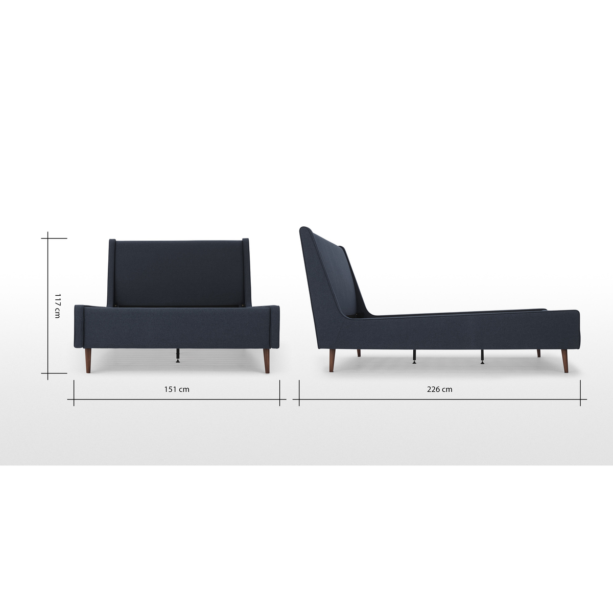 Higgs Double Bed, Shetland Navy Wool & Walnut Stain Legs – image 8