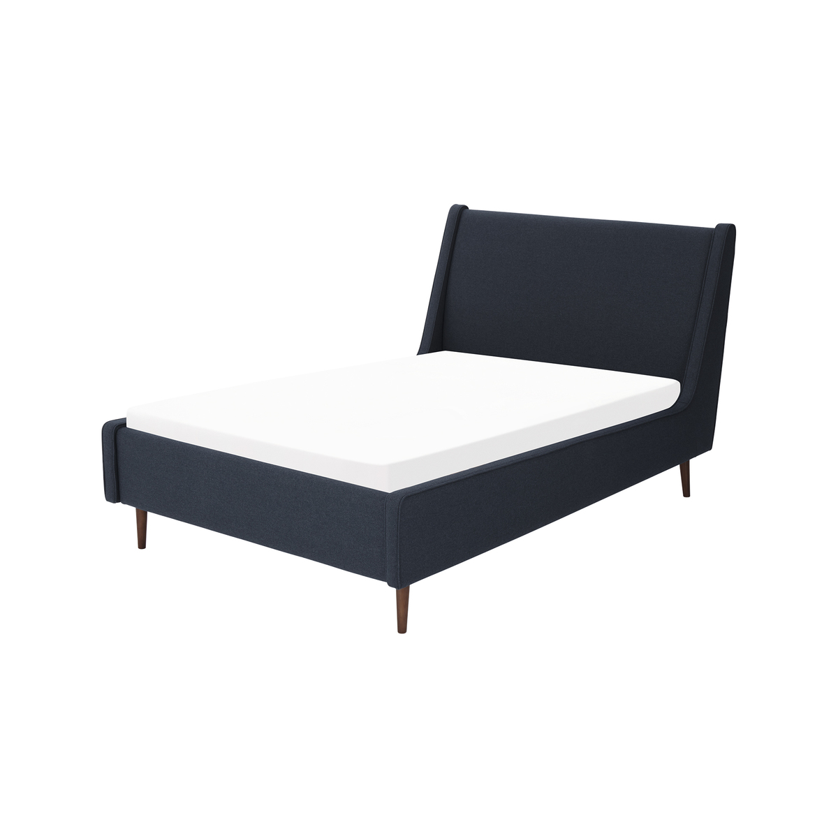 Higgs Double Bed, Shetland Navy Wool & Walnut Stain Legs – image 1