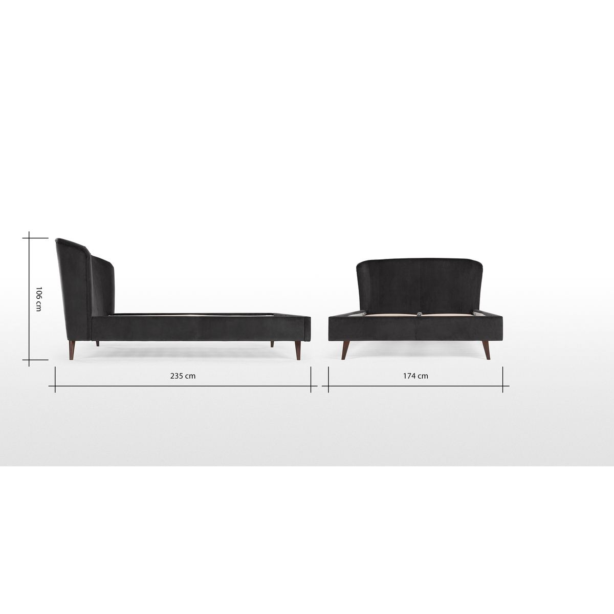 Lulu Super Kingsize Bed, Asphalt Grey Velvet – image 2