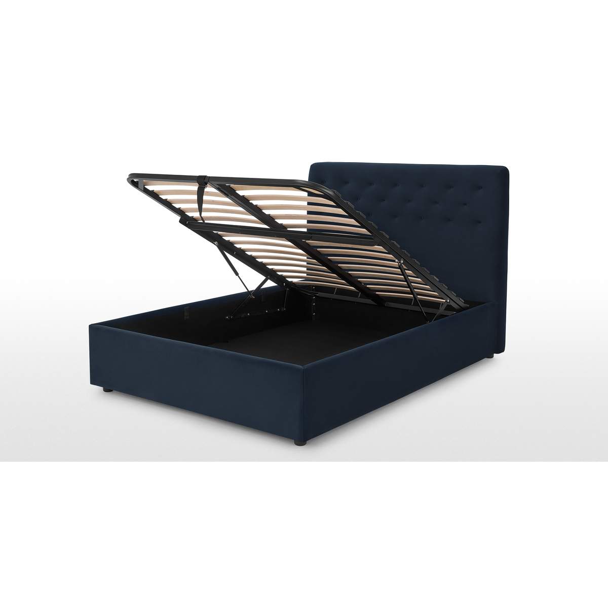 Jocelyn King Size Ottoman Storage Bed, Sapphire Blue Recycled Velvet – image 5