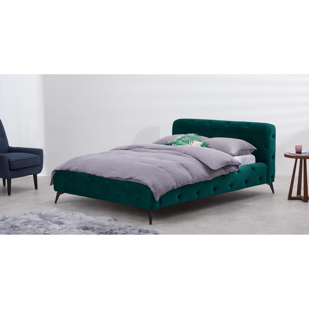 Sloan King Size Bed, Seafoam Blue Velvet – image 3