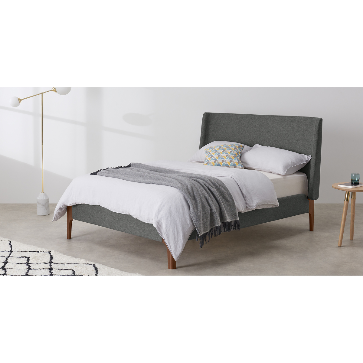 Roscoe Double Bed, Coventry Grey & Dark Stain Oak Legs – image 3